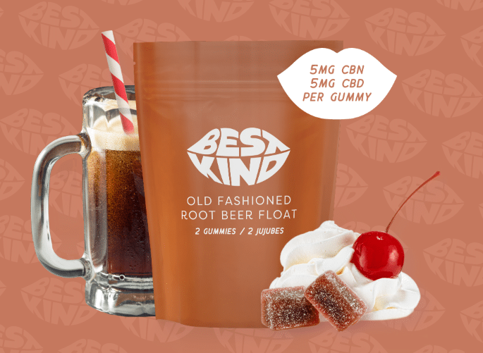 Old Fashioned Root Beer Gummy 4 Root Beer Flavored Gummy 10mg CBD 10mg CBN by Best Kind Edibles