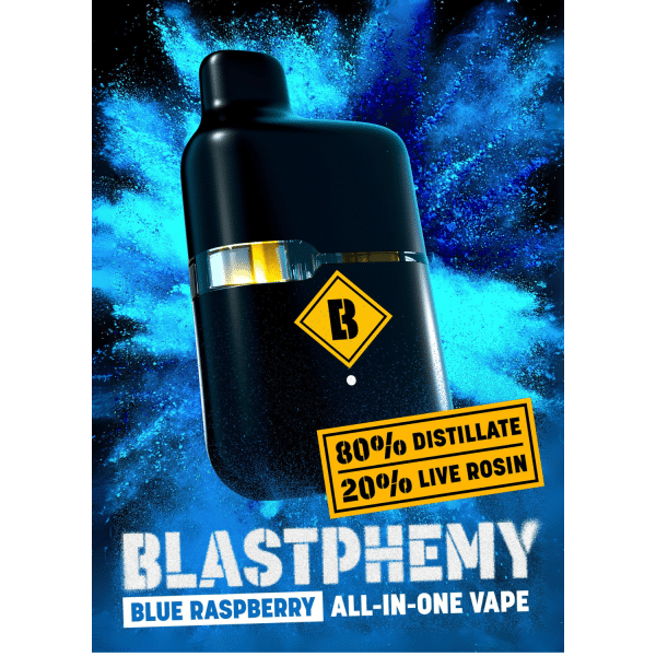 Blue Raspberry 80/20 Distillate/Live Rosin All-In-One Vape - Image 3