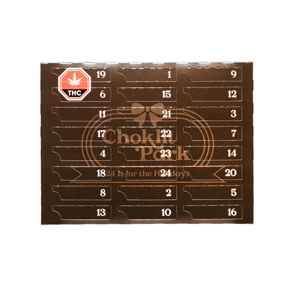 New Medical Cannabis Products at Mendo: November 5th 2025 24 24J's for the Holidays 24x0.5g by Choklit Parks Packaging Calendar