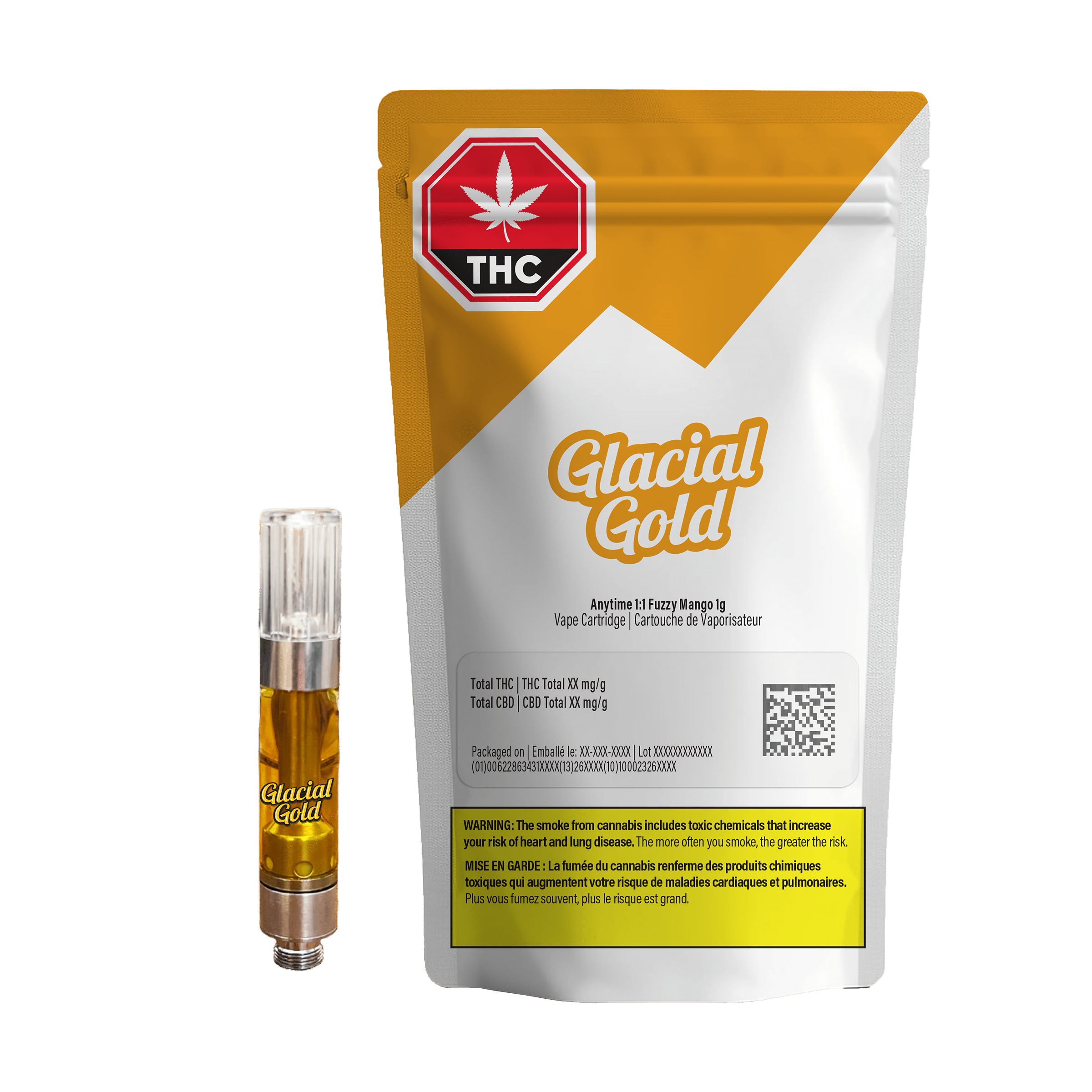 Anytime 1:1 Fuzzy Mango Vape Cart 2 Anytime 1-1 Fuzzy Mango - Pouch & Vape by Glacial Gold