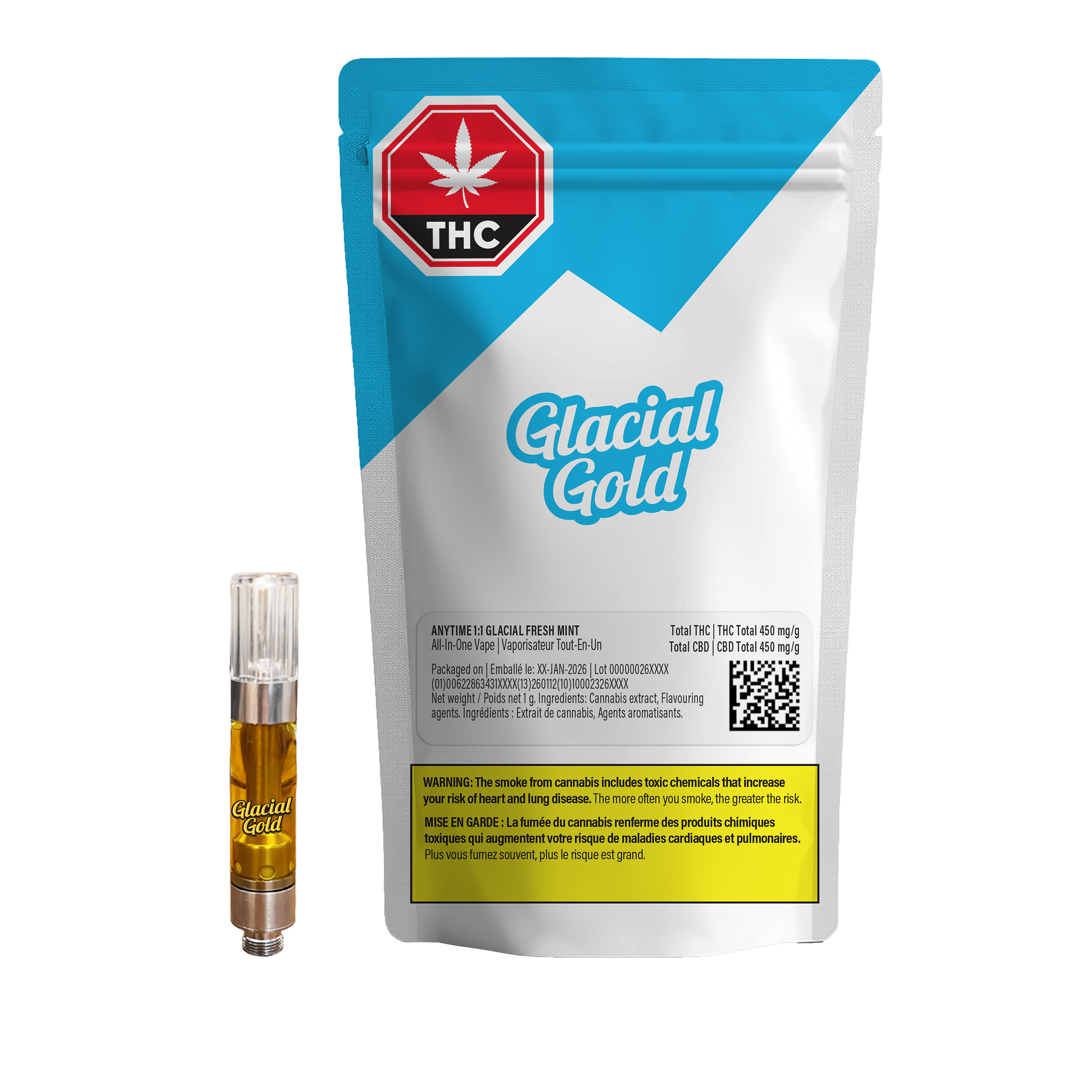 Vape Cart Anytime 1:1 Glacial Fresh Mint 2 Anytime 1-1 Glacial Fresh Mint - Pouch & Vape by Glacial Gold