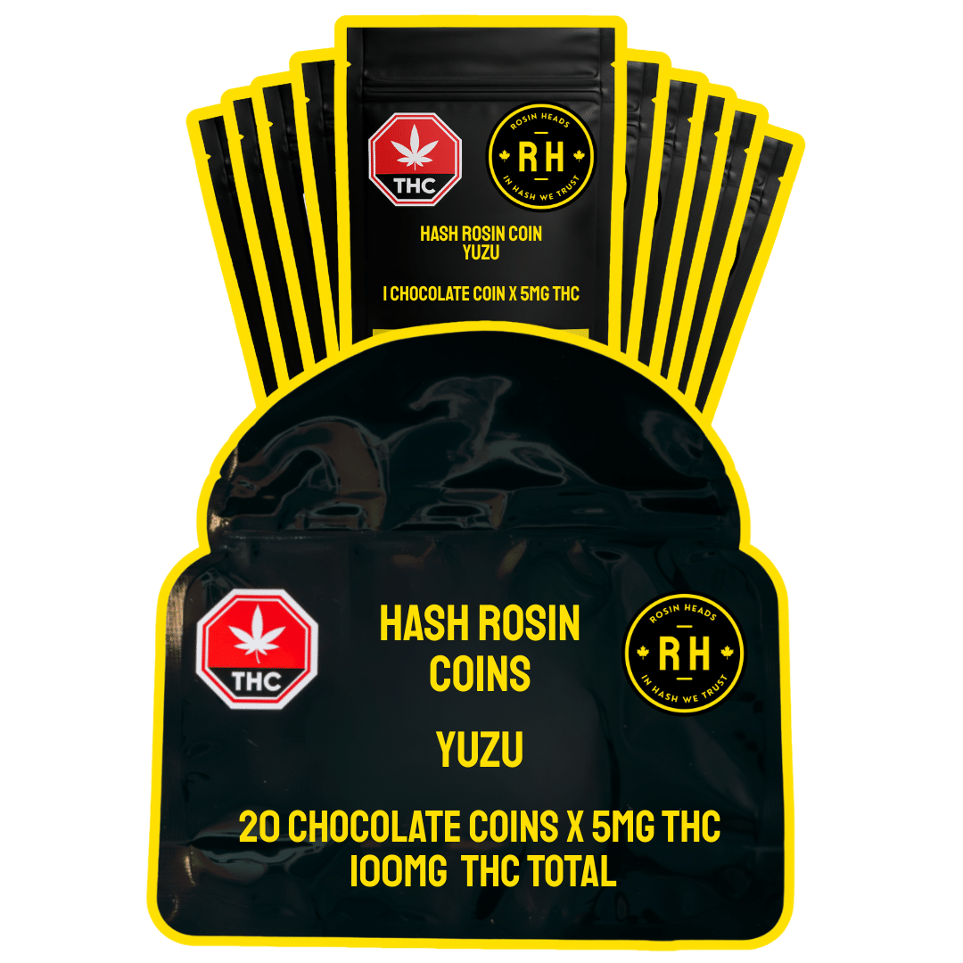 Hash Rosin Coins - Yuzu (20 x 5mg) 2 Hash Rosin Coins Yuzu 20x5mg by Rosin Heads packaging