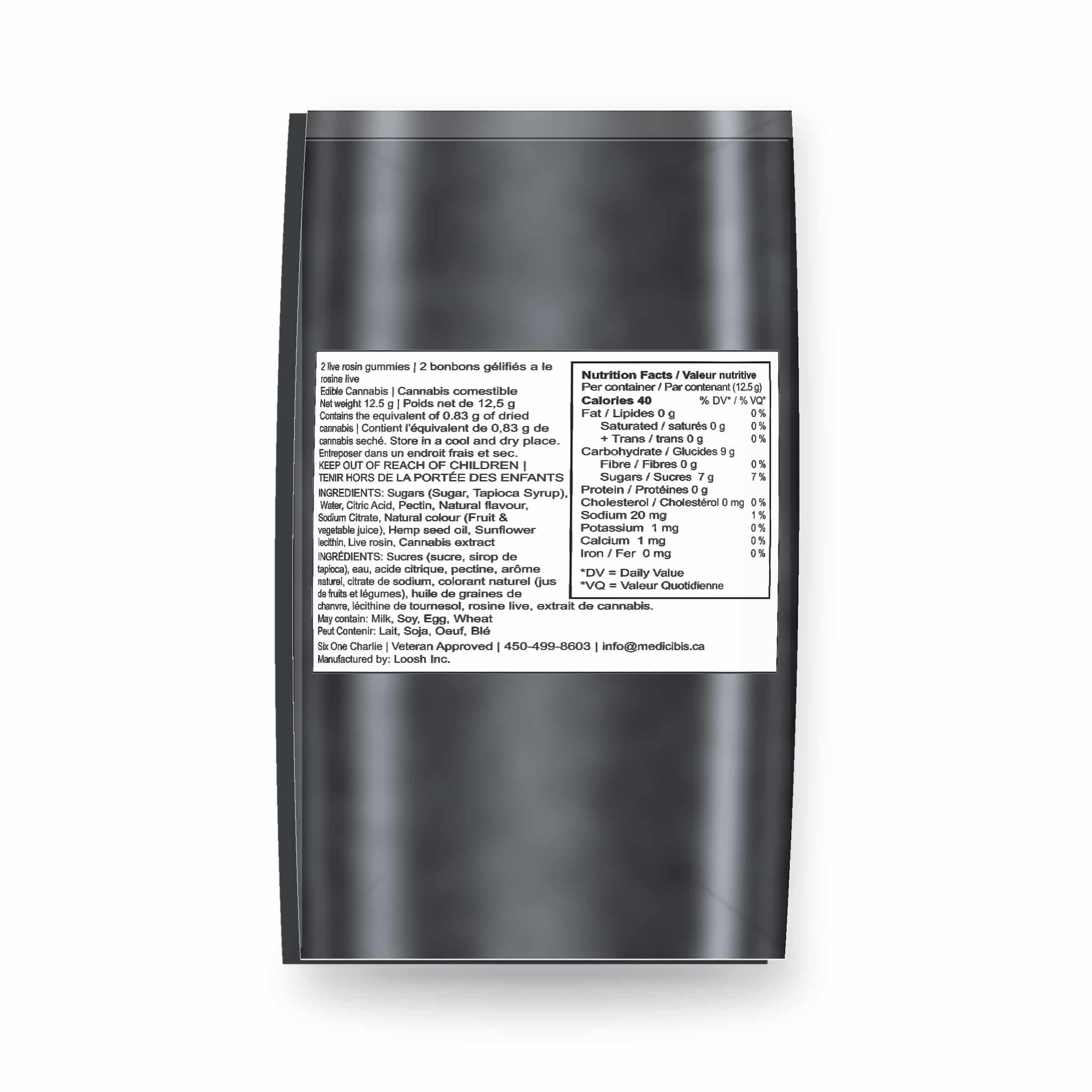 Lights Out – Indica Dreamberry Gummies 3 Lights Out Indica Dreamberry back by Six one Charlie