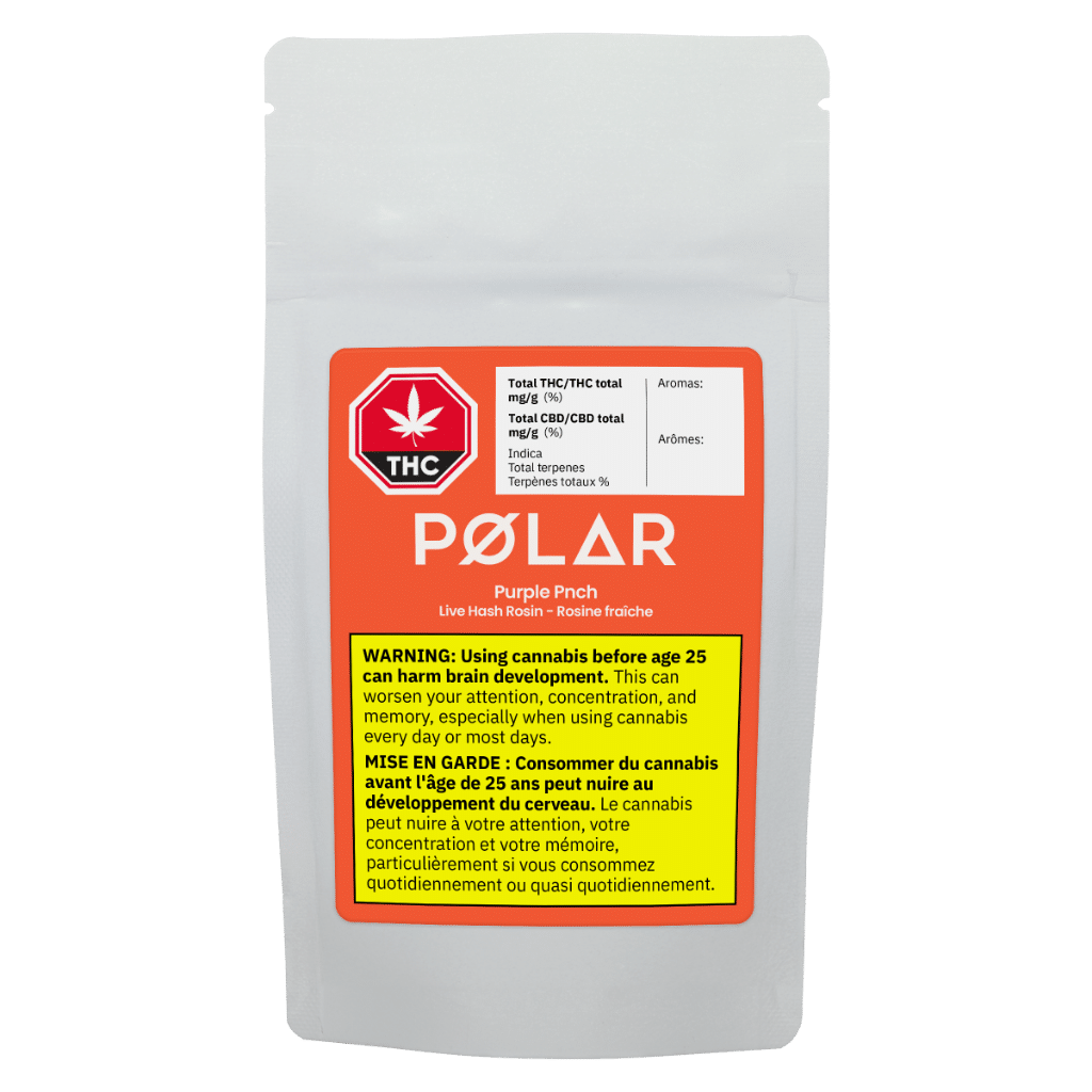 Purple Pnch Live Hash Rosin 4 Purple Pnch Live Hash Rosin 1g by Polar Package Front
