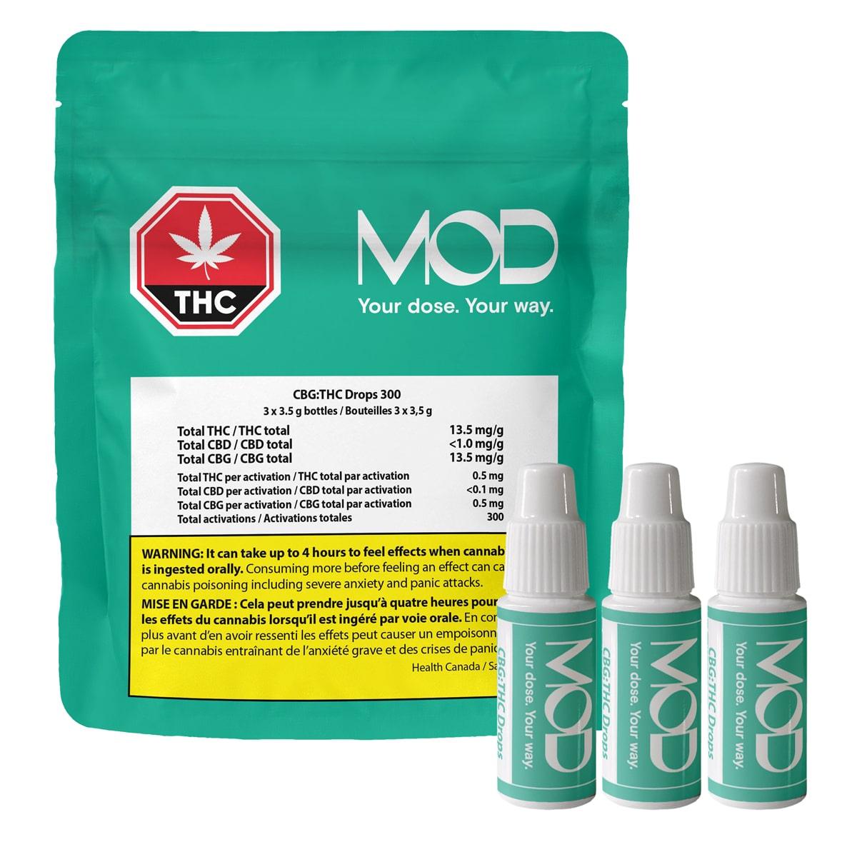 CBG:THC Drops 300 3-Pack by MOD - Paquet
