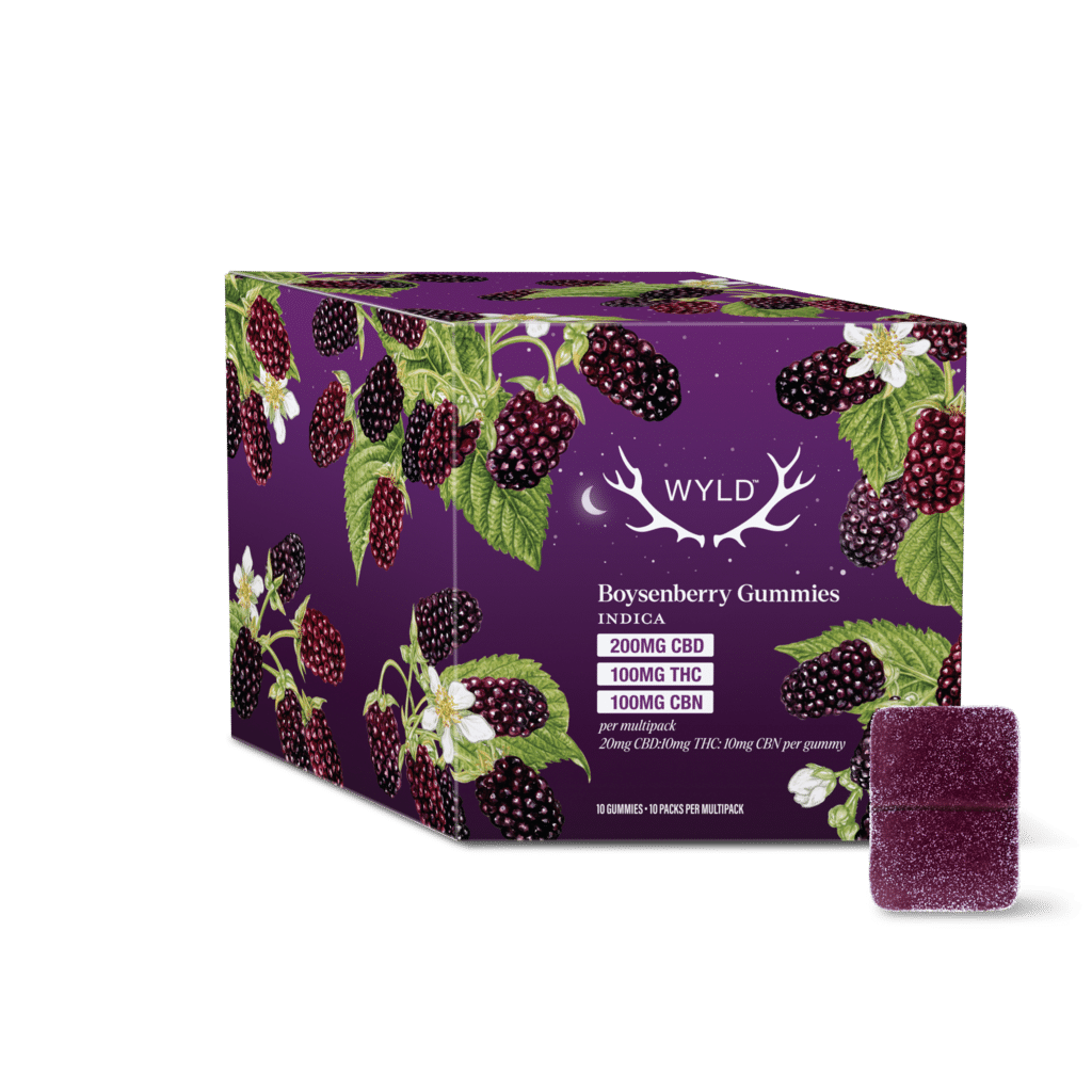 New Medical Cannabis Products at Mendo: March 18th 2026 26 Real Fruit Boysenberry 2:1:1 CBD:THC:CBN Indica Gummies 10 pack by Wyld