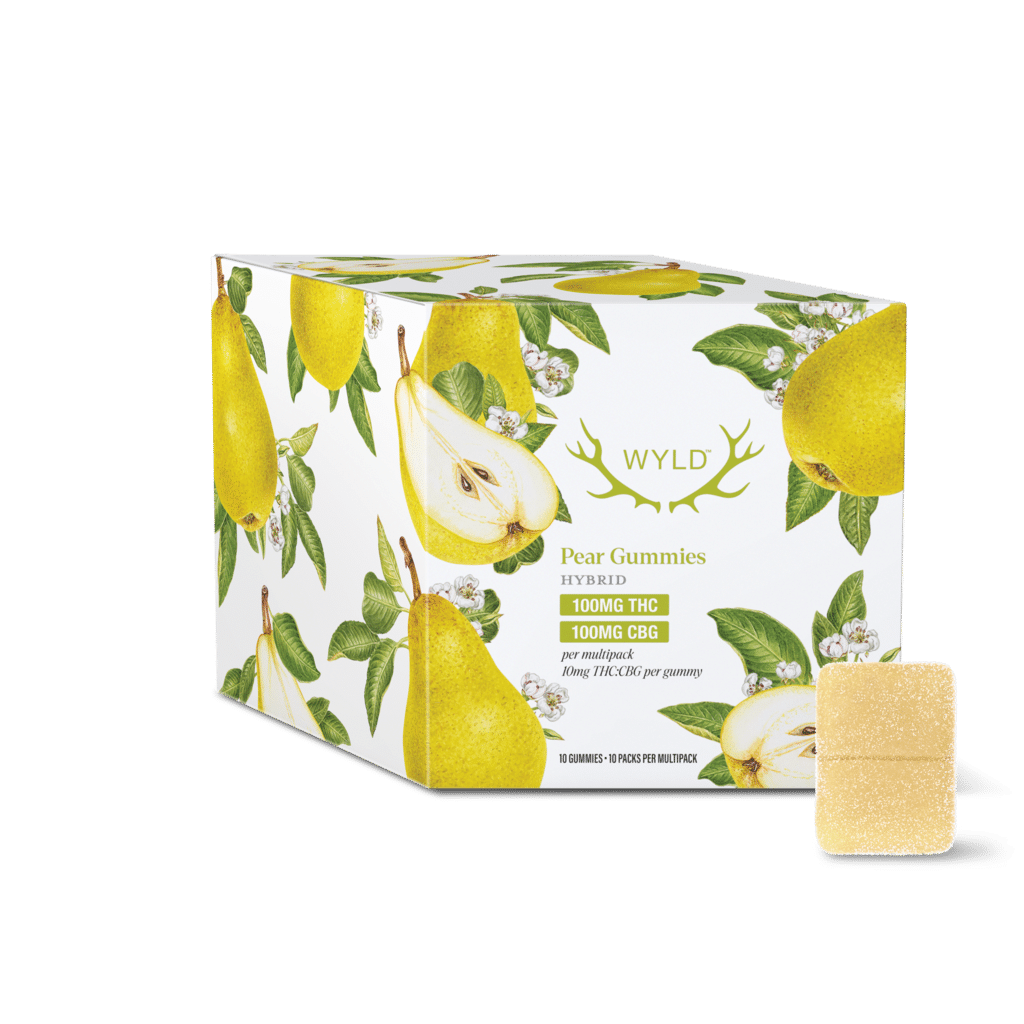 New Medical Cannabis Products at Mendo: March 25th 2026 20 Real Fruit Pear 1:1 THC:CBG Gummies Multipack by WYLD