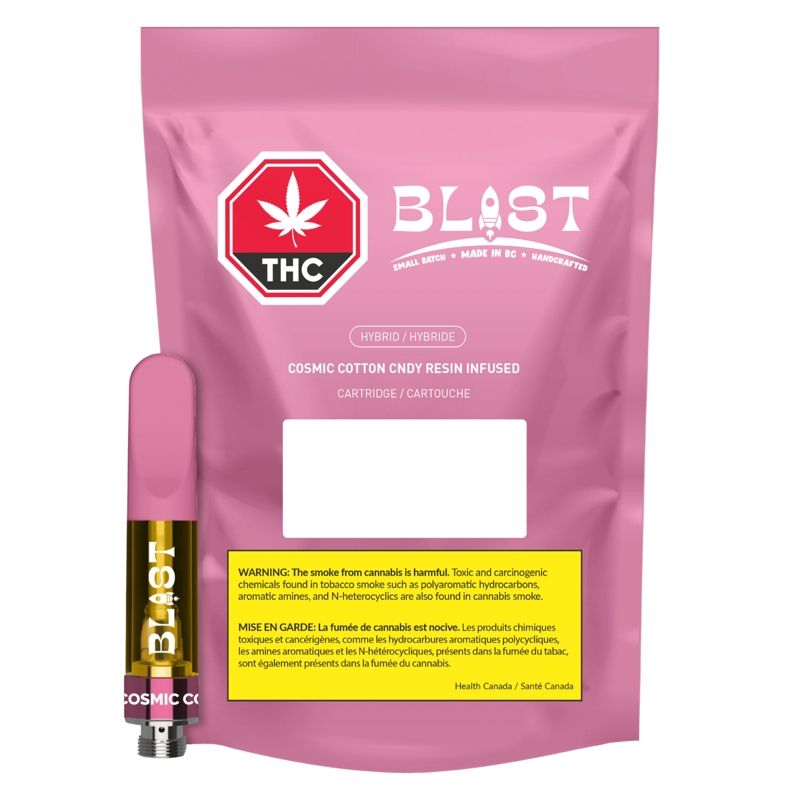 Cosmic Cotton CNDY Vape Cart Résine Infusée 2 Blast-CNDY-Package-et-Produit