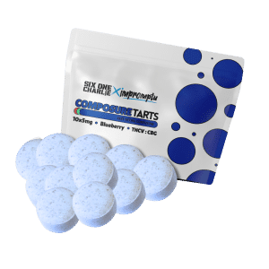 Blueberry THCV+CBG Composure Tablets (10 units) by Impromptu x Six One Charlie (Product+Pack)