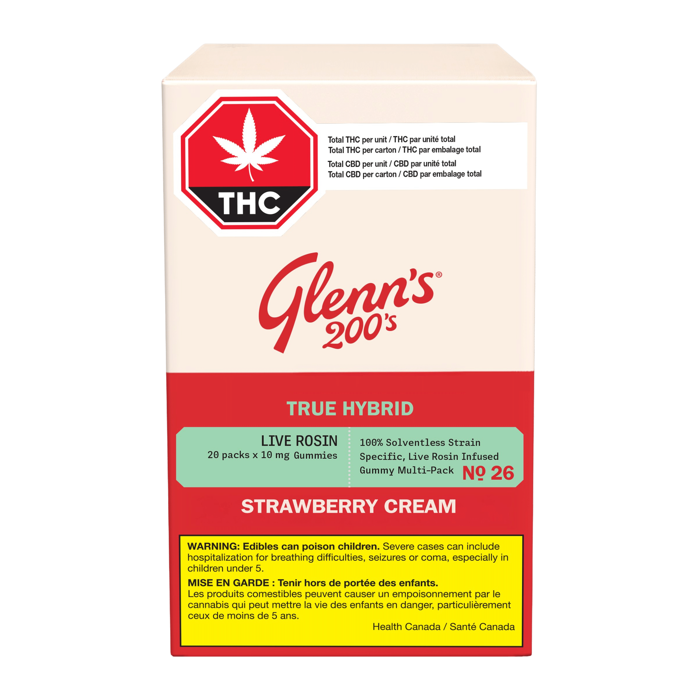 No.26 200's True Hybrid Rosin - Strawberry Cream 2 Glenns-No-26-Box-Front