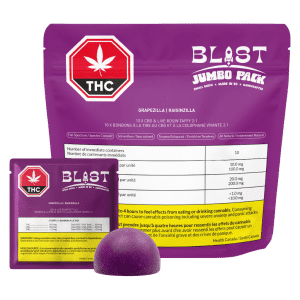 Jumbo Grapezilla Live Rosin Taffy CBG:THC 2:1 (Gummy et Pack)