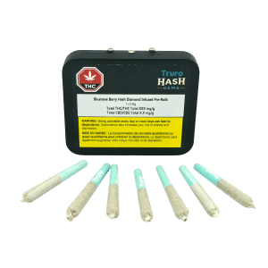 Bluenose Berry Hash DIamond Infused Pre-Rolls 7x0.35g by Truro Product and Package