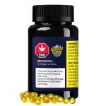 Gélules molles de CBD 50 Glacial Gold – Paquet de 100 (Produit et emballage)