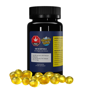 CBD 50 Softgels 200 Pack by Glacial Gold Product and Package