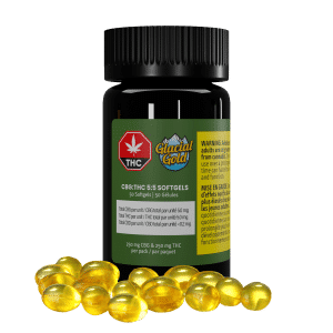 CBG:THC 5:5 Softgels 50 Pack by Glacial Gold Product and Package