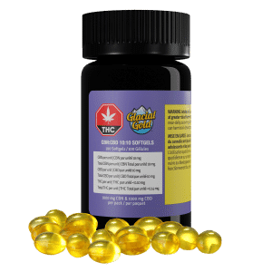 CBN:CBD 10:10 Softgels 100 pack by Glacial Gold Product and Package
