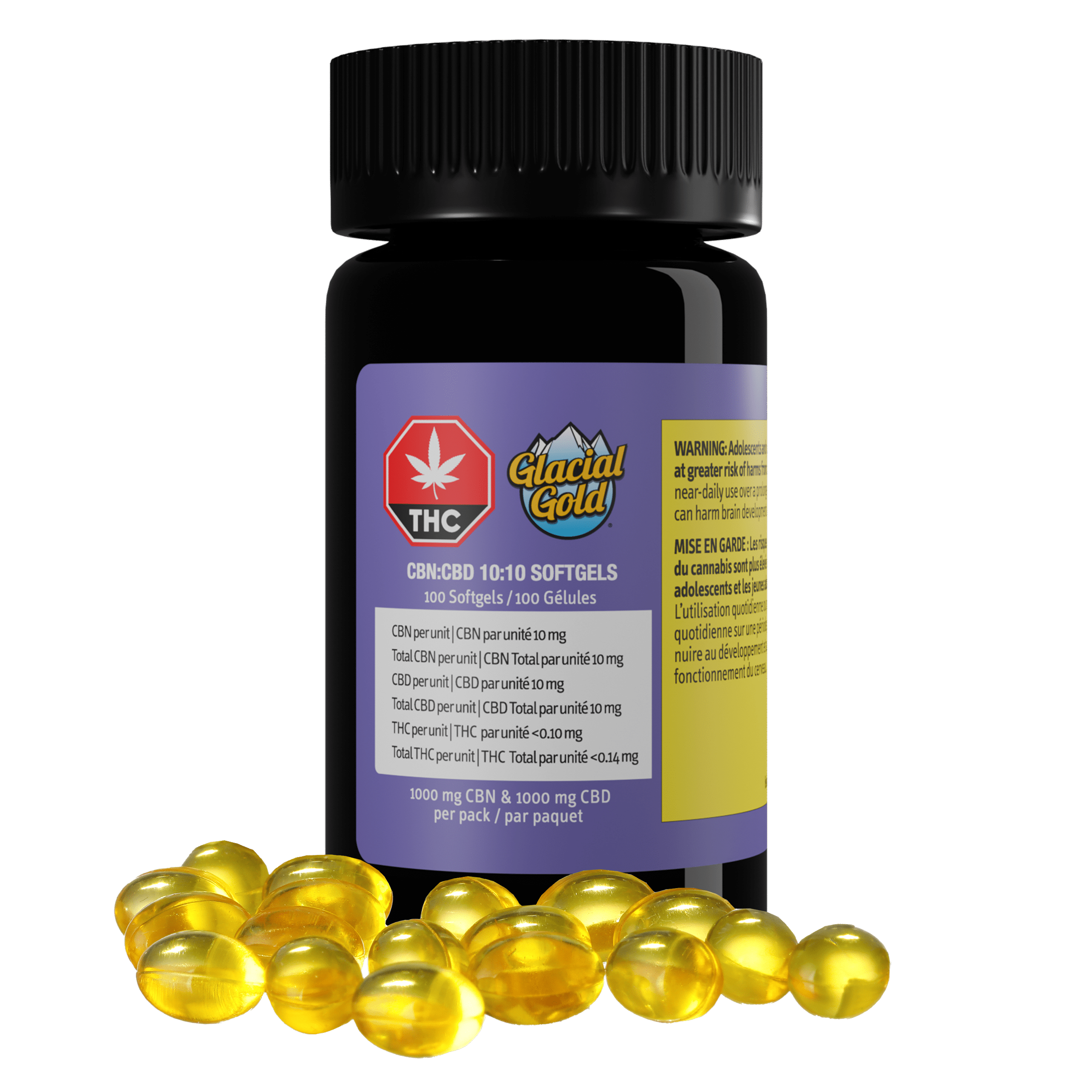 New Medical Cannabis Products at Mendo: July 15th 2026 33 CBN:CBD 10:10 Softgels 100 pack by Glacial Gold Product and Package