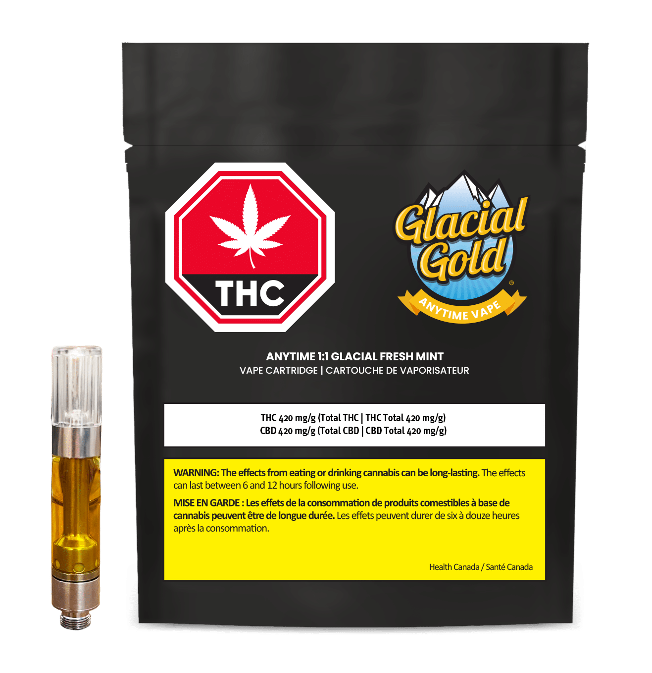 New Medical Cannabis Products at Mendo: July 15th 2026 29 Anytime 1:1 Glacial Fresh Mint 510 Cartridge 1g by Glacial Gold Product and Package