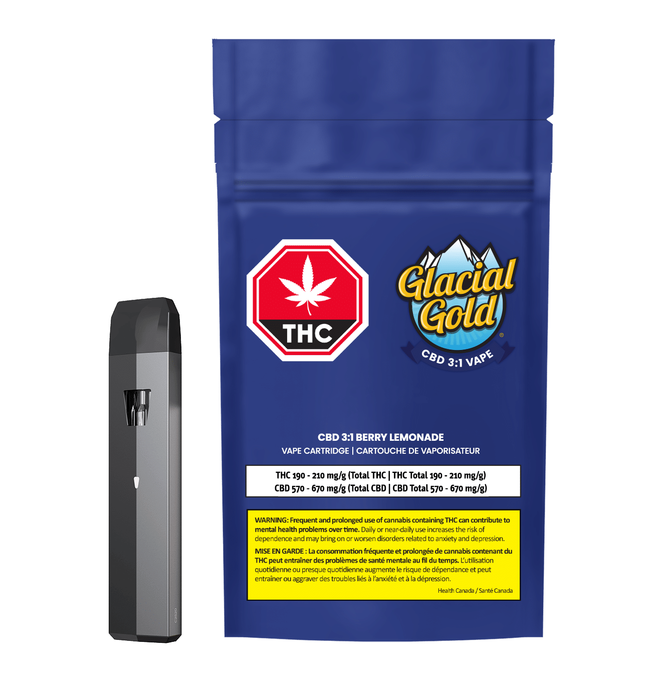 New Medical Cannabis Products at Mendo: July 15th 2026 21 CBD 3:1 Berry Lemonade All-In-One 2g by Glacial Gold Product and Package