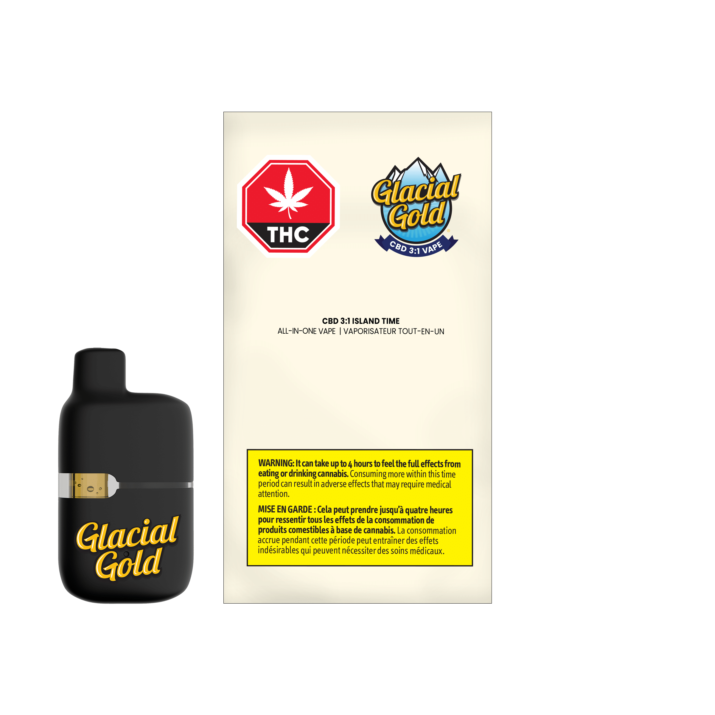 New Medical Cannabis Products at Mendo: July 15th 2026 22 CBD 3:1 Island Time All-In-One 1g by Glacial Gold Product and Package