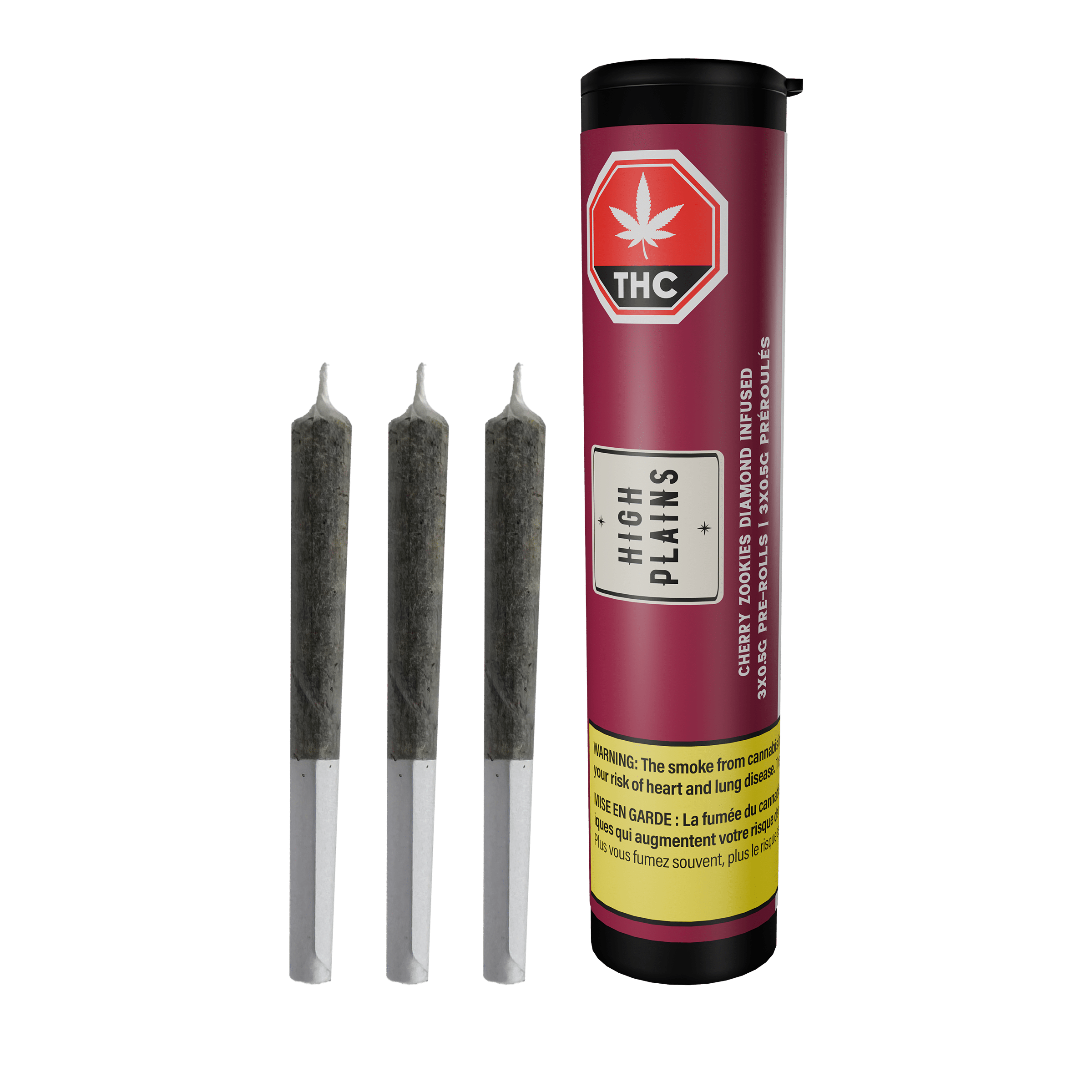 Préroulés Cherry Zookie infusés de diamants 1 Préroulés infusés Cherry Zookies – 3 x 0,5 g – Tube et préroulés de High Plains