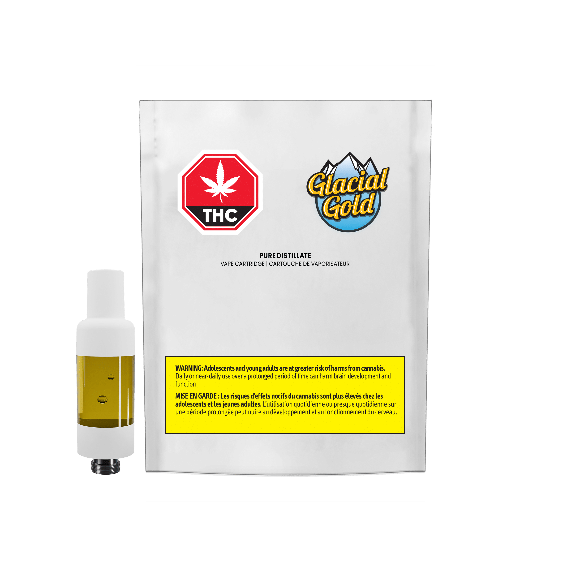 New Medical Cannabis Products at Mendo: July 15th 2026 27 Pure Distillate 510 Cartridge 1g by Glacial Gold Product and Package