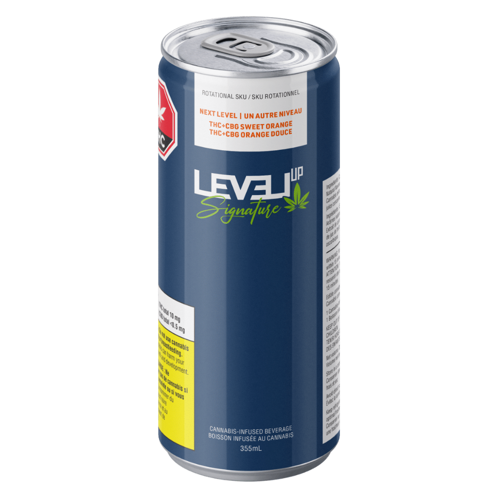 Boisson orange douce THC+CBG 1 Boisson orange sucrée THC+CBG par Level Up Signature, avant (1)