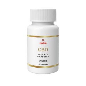 Capsules d’isolat de CBD 250 mg par Naturally Nutra (Façade promotionnelle)
