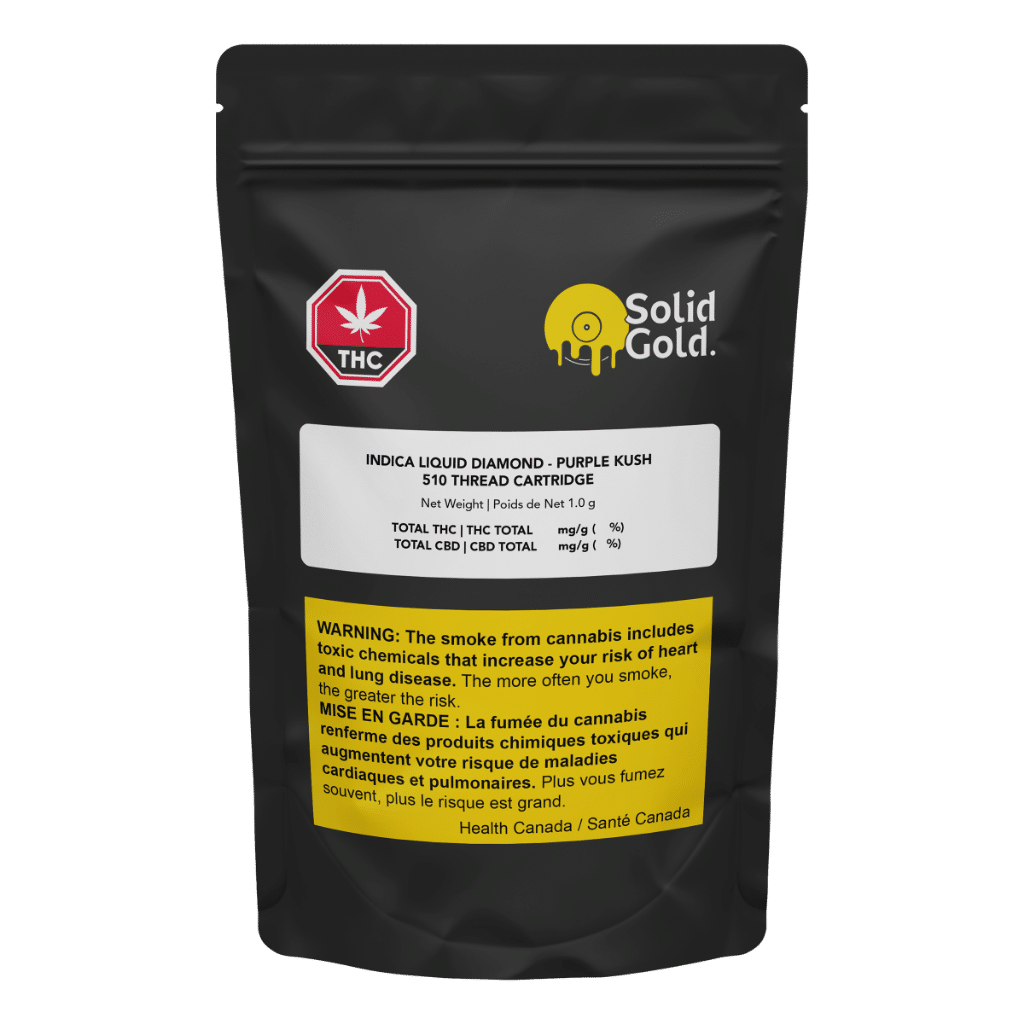 Purple Kush Indica Liquid Diamond Vape Cart 3 Purple Kush Indica Liquid Diamond Vape Cart front by Solid Gold