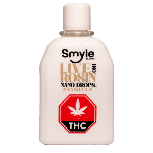 180mg Vanilla Live Rosin Nano Drops Glass front by Smyle