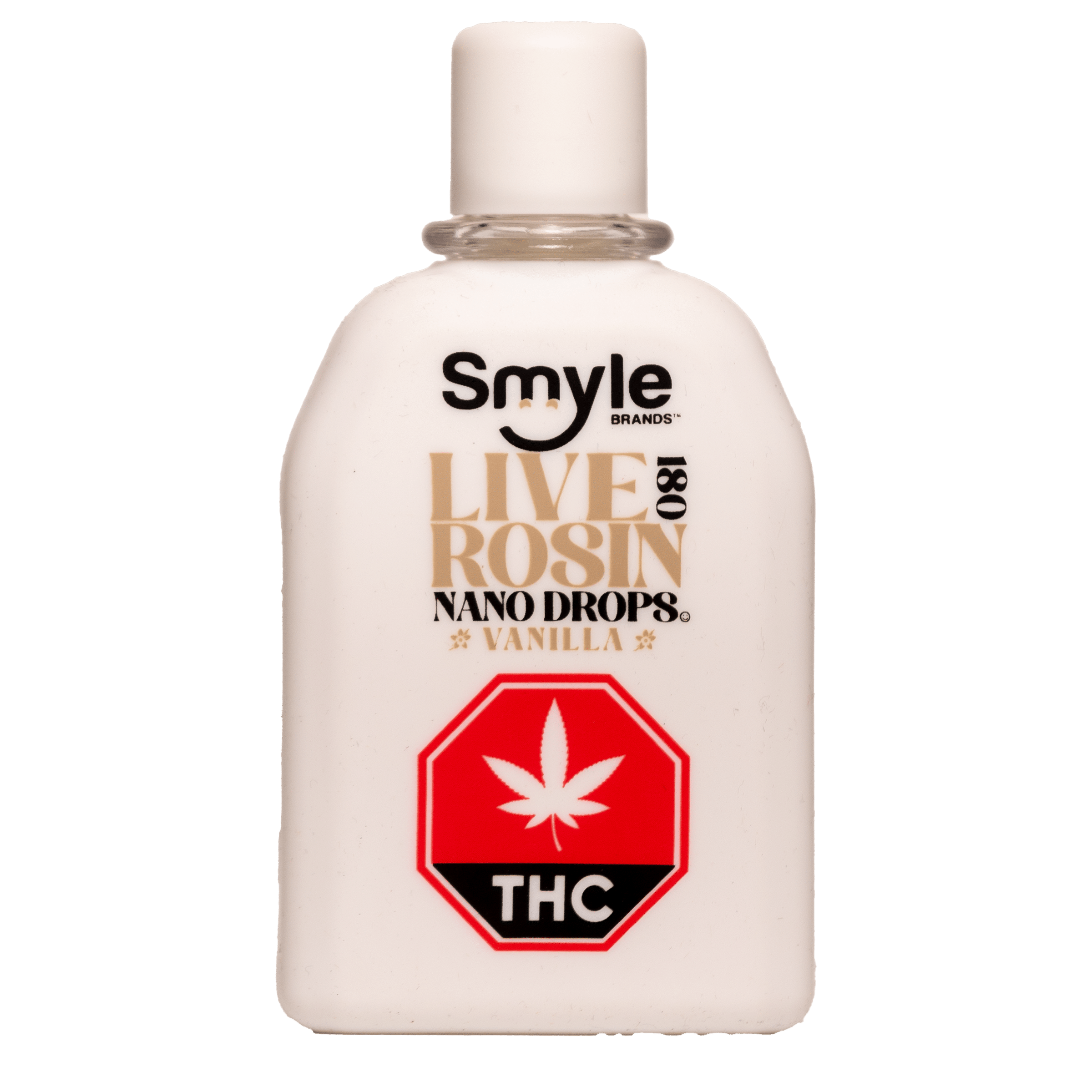 180mg Vanilla Live Rosin Nano Drops Glass front by Smyle